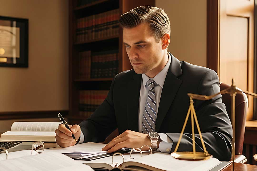 Attorney reviewing employment and non-compete agreement documents