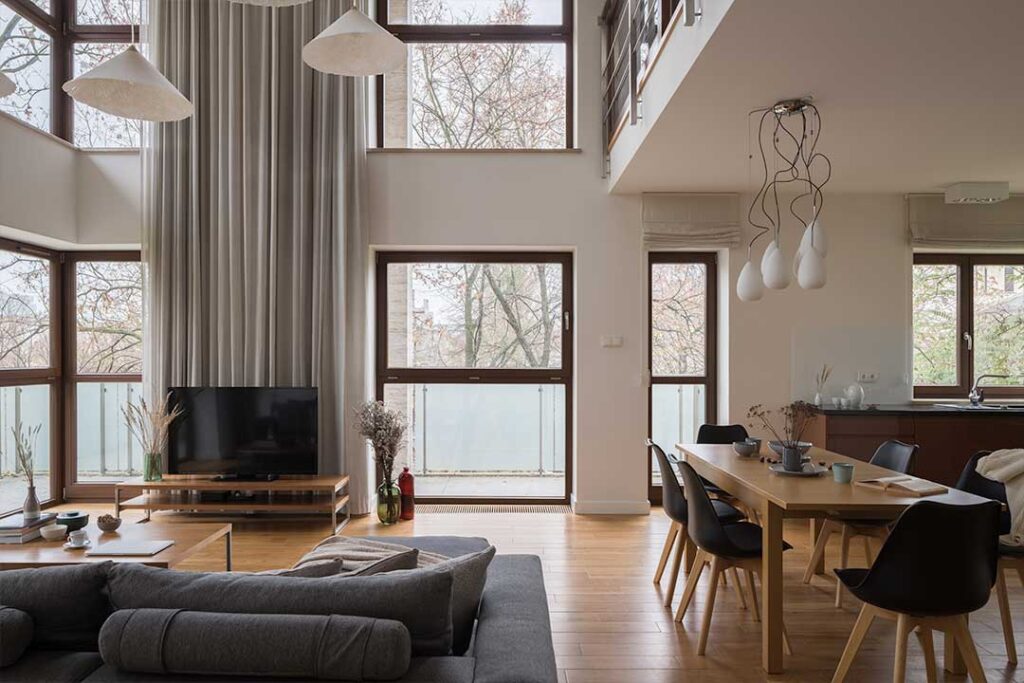 Residential property with documents representing a home purchase transaction